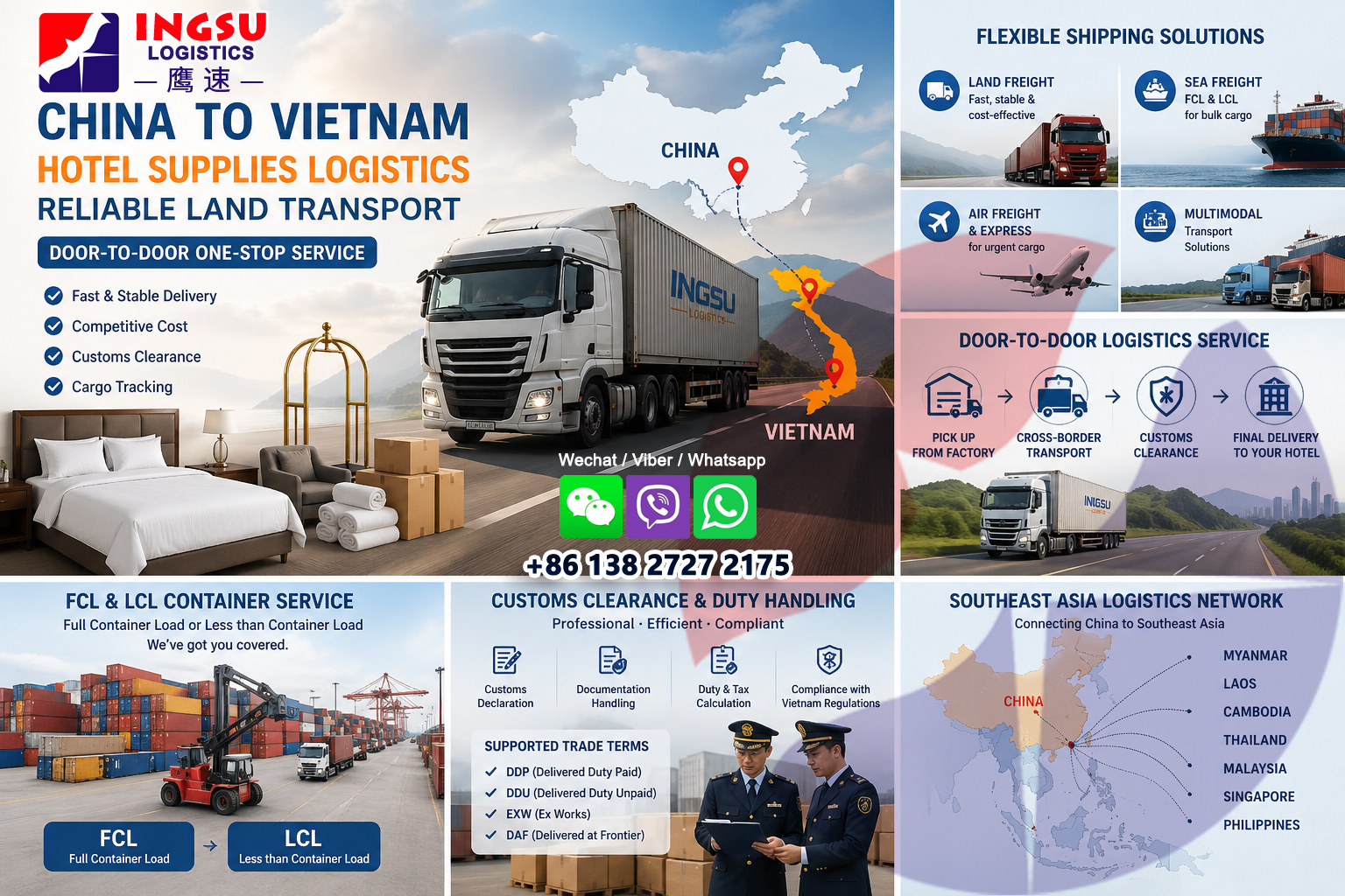 Hotel Supplies Shipping China to Vietnam Customs Clearance Land Transport
